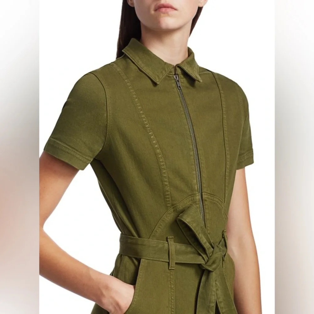 ALICE + OLIVIA || Wide-Leg Belted Denim Jumpsuit in Army Green - SZ 24 ✨NWT✨ - Picture 11 of 13